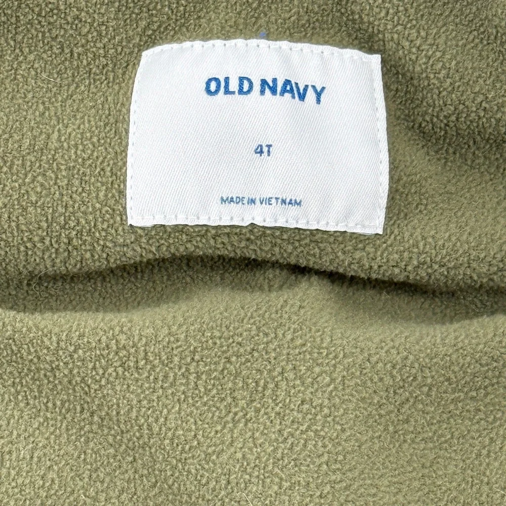 Old Navy Puffer Vest Boys Size 4T Green Camo Fleece‎ Lined Full Zip  Camouflage